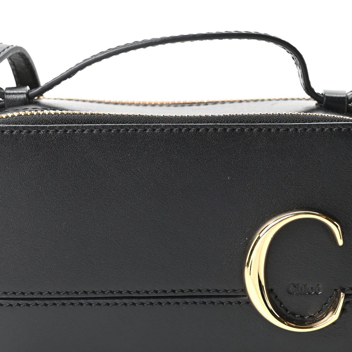 Shiny Calfskin Mini Vanity C Bag Black
