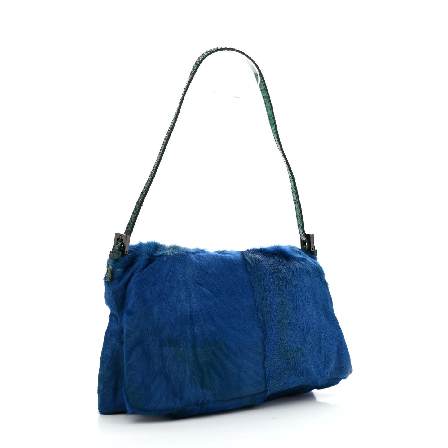 Calf Hair Snakeskin Tie Dye Baguette Blue Green