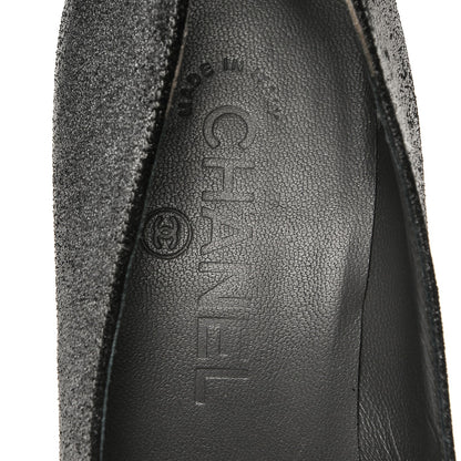 Chanel Distressed Suede CC Cap Toe Pumps 38 Anthracite 6 of 6