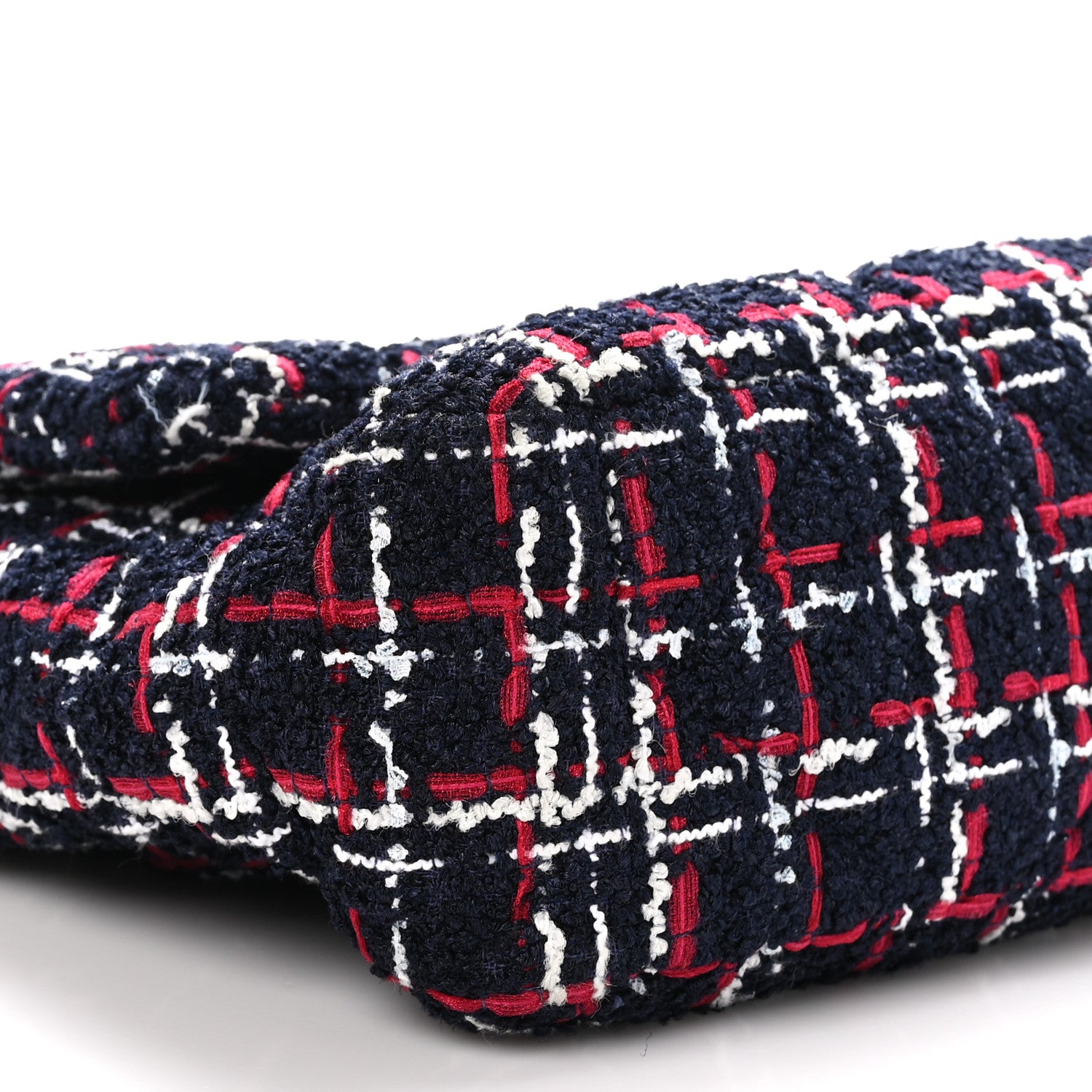 Chanel Tweed Quilted Large Chanel 19 Flap Navy Blue White Red 9 of 10