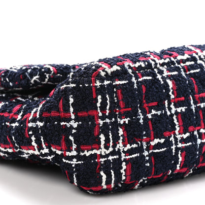 Chanel Tweed Quilted Large Chanel 19 Flap Navy Blue White Red 9 of 10