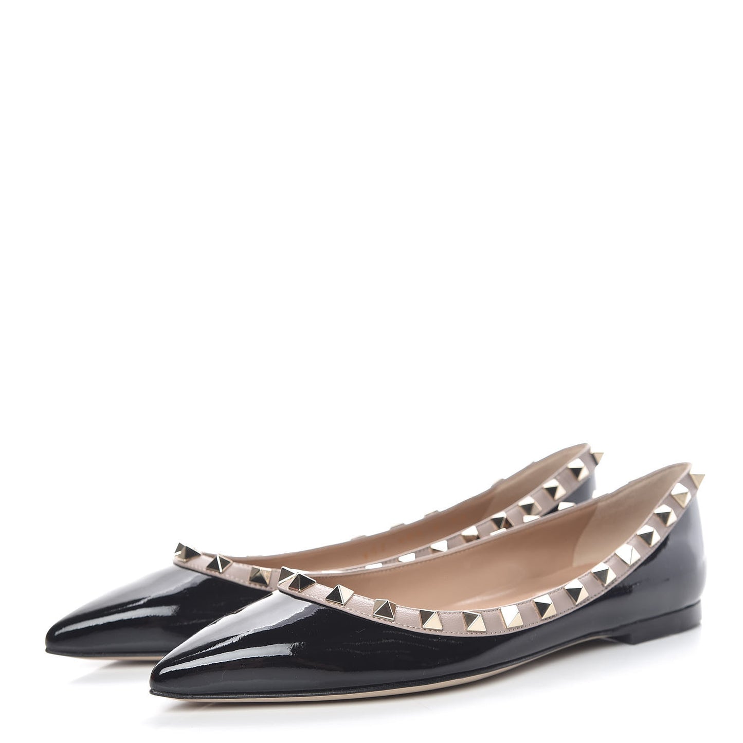 Patent Nappa Rockstud Ballerina Flats 35 Black Poudre