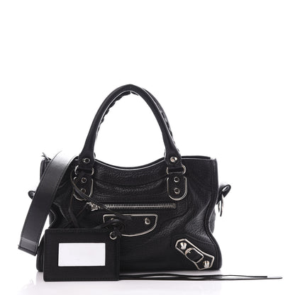 Balenciaga Chevre Silver Metallic Edge Hardware Mini City Black 2 of 10