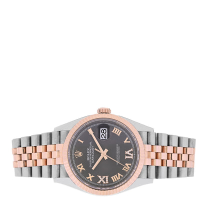 Rolex Stainless Steel 18K Everose Gold Diamond 36mm Oyster Perpetual Datejust Watch Slate Roman 126231 2 of 5