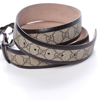 Gucci GG Supreme Monogram Niagara Lux Calfskin Interlocking G 40mm Belt 105 42 Beige Ebony Cocoa 4 of 5
