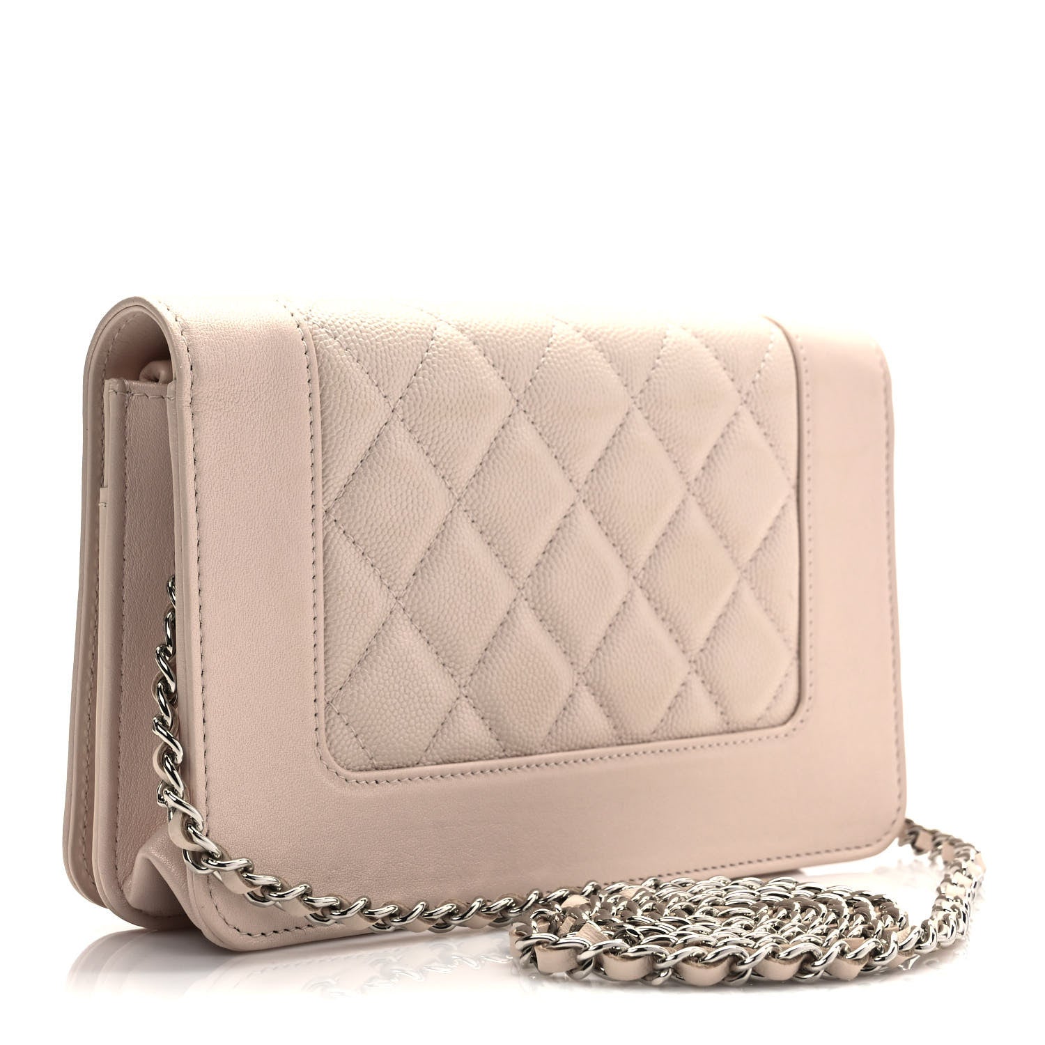 Chanel Caviar Quilted Vintage Mademoiselle Wallet On Chain WOC Beige 3 of 9