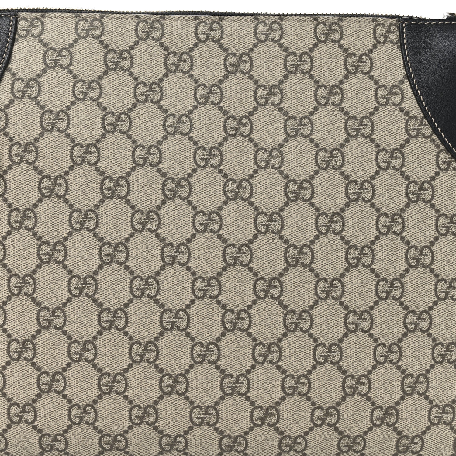 Gucci GG Supreme Monogram Emblem Medium Shoulder Bag Beige Ebony Black 7 of 9