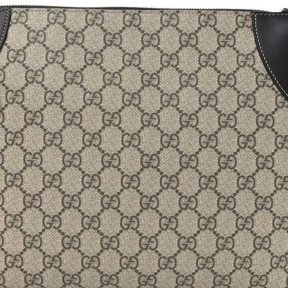 Gucci GG Supreme Monogram Emblem Medium Shoulder Bag Beige Ebony Black 7 of 9