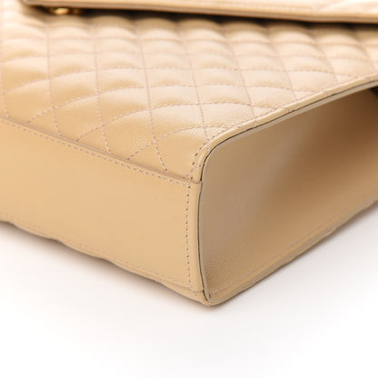 Saint Laurent Grain De Poudre Mixed Matelasse Large Triquilt Monogram Satchel Nude Powder 8 of 9