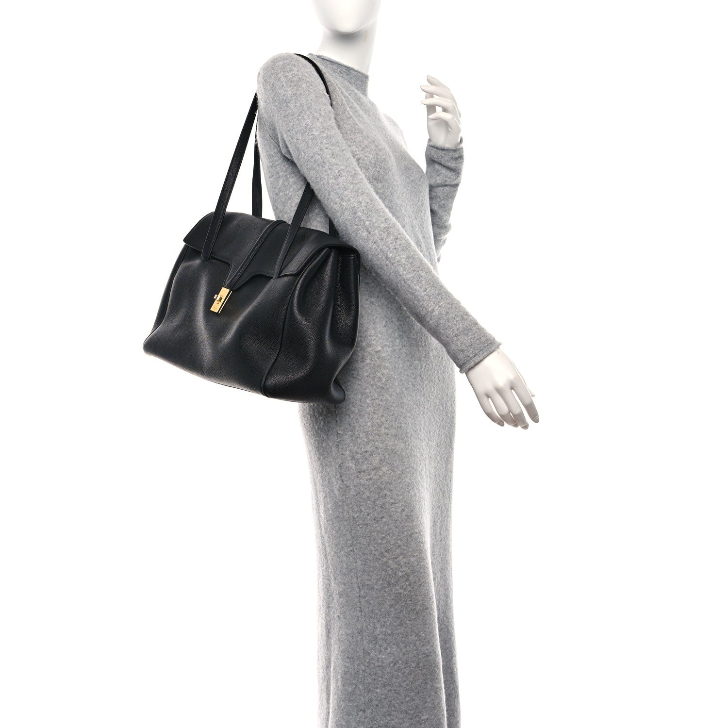 Celine Grained Calfskin Large Soft 16 Bag Black 2 of 9