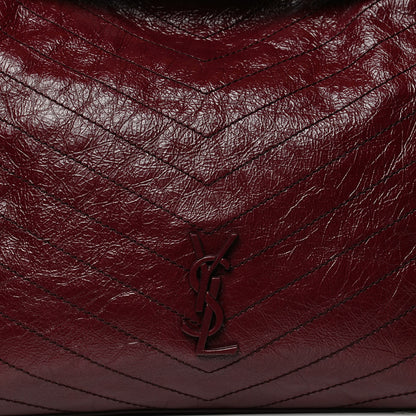 Saint Laurent Crinkled Calfskin Matelasse Monogram Niki Shopper Tote Burgundy 9 of 11