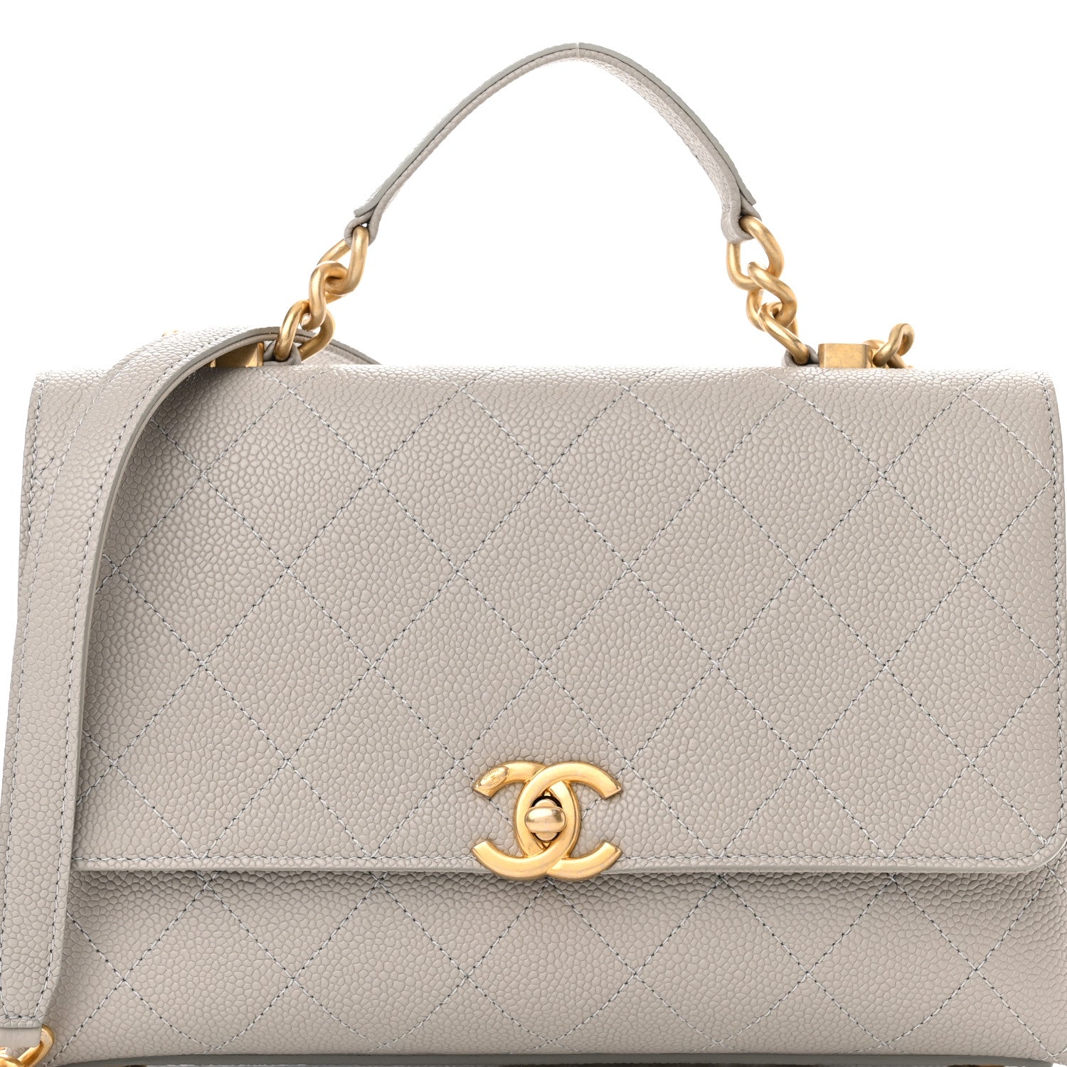 Chanel Grained Calfskin Small Stitched Flap Grey 9 of 11