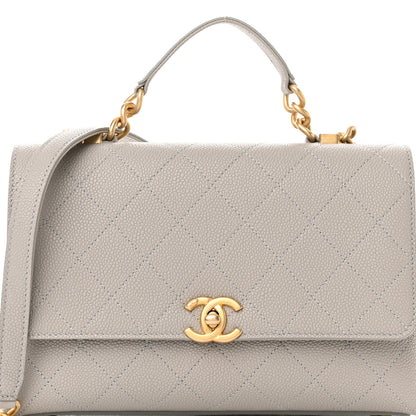 Chanel Grained Calfskin Small Stitched Flap Grey 9 of 11