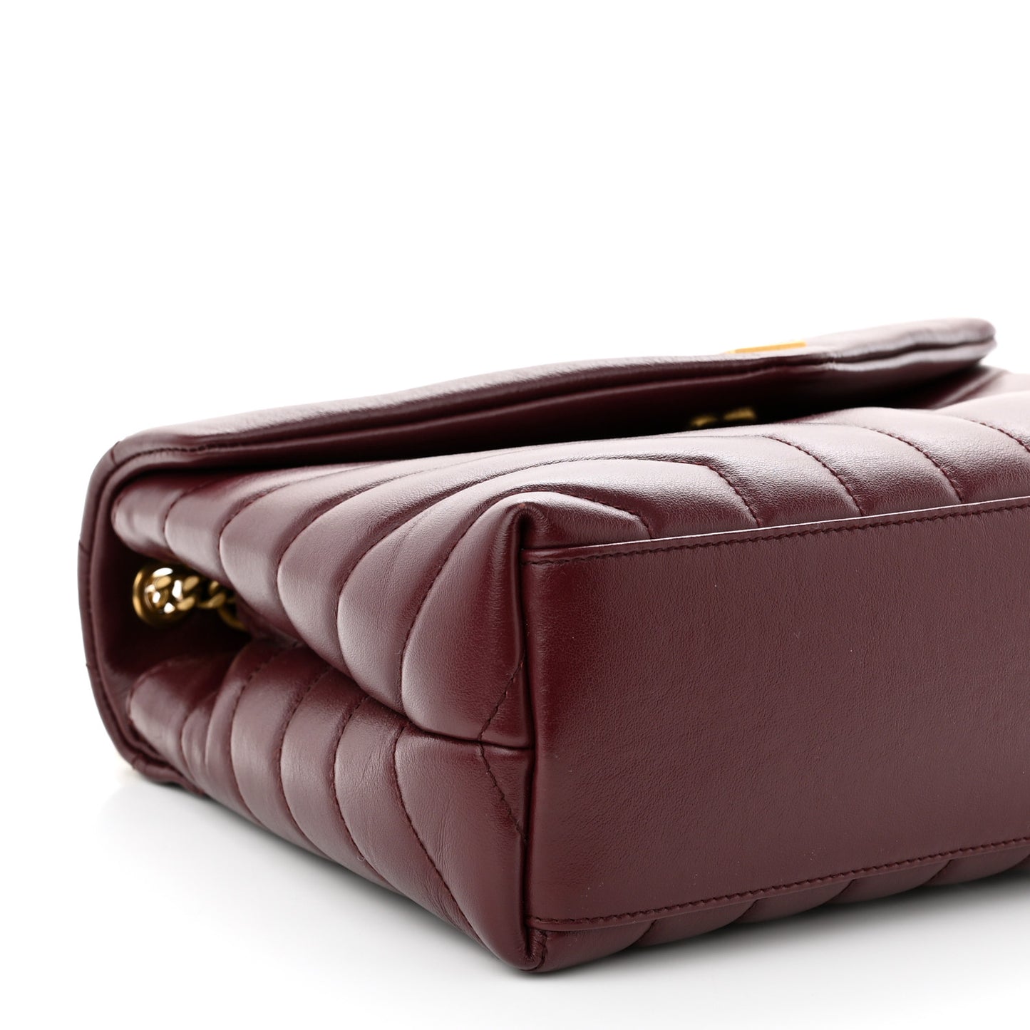 Calfskin Y Quilted Monogram Small Loulou Chain Satchel Dark Legion Red