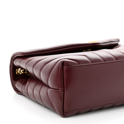Saint Laurent Calfskin Y Quilted Monogram Small Loulou Chain Satchel Dark Legion Red 7 of 8