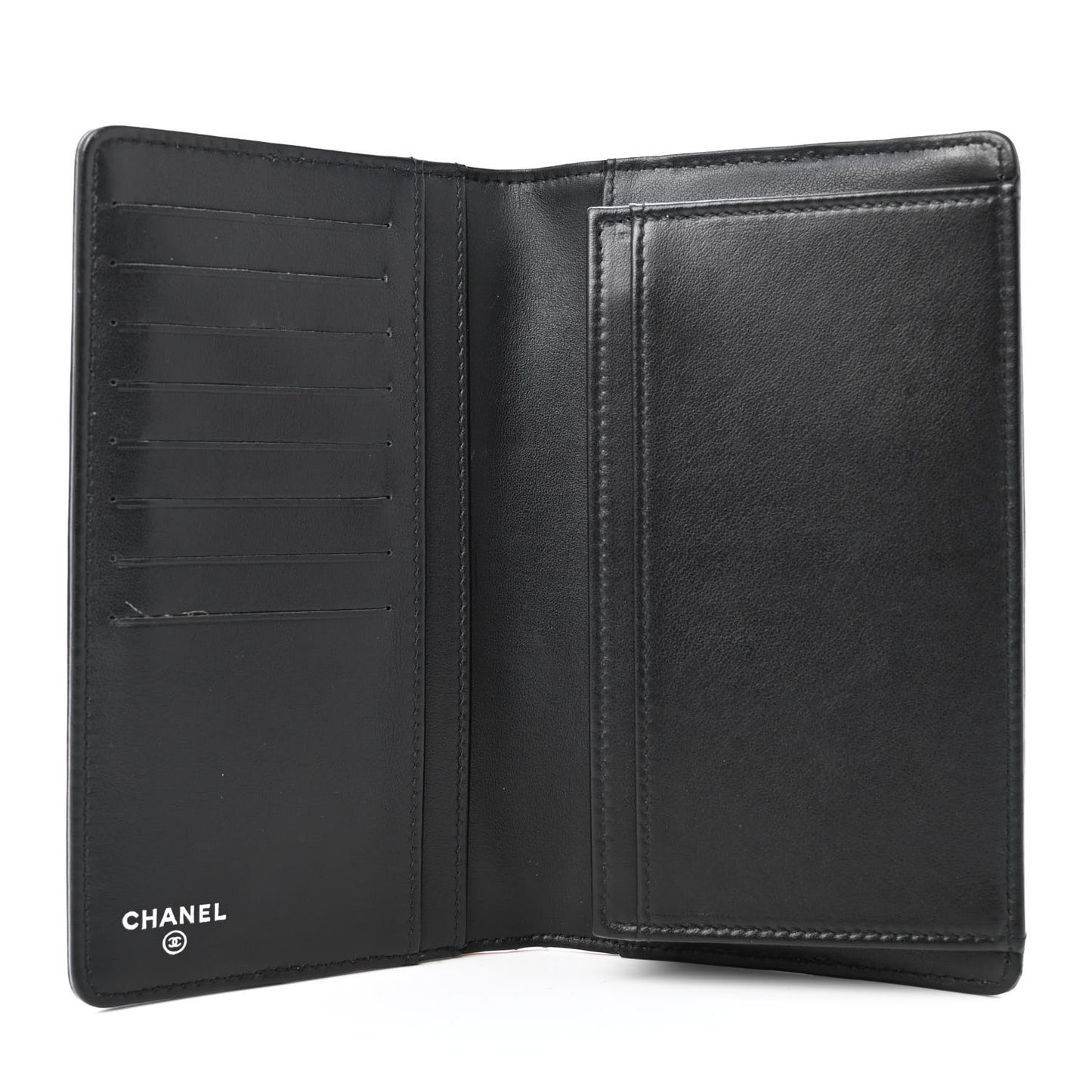 Aged Calfskin Quilted Gabrielle Yen Wallet Beige Black