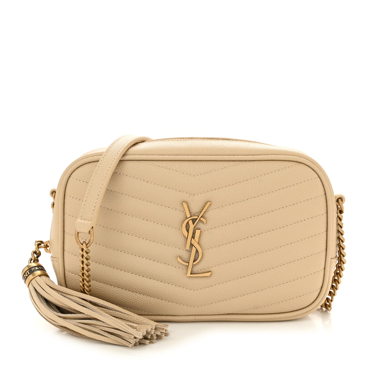 Saint Laurent Grain De Poudre Matelasse Monogram Mini Lou Camera Bag Dark Beige 1 of 10