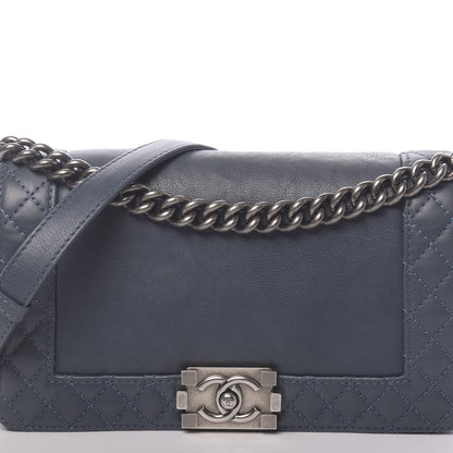 Chanel Calfskin Small Boy Reverso Flap Dark Blue 10 of 10