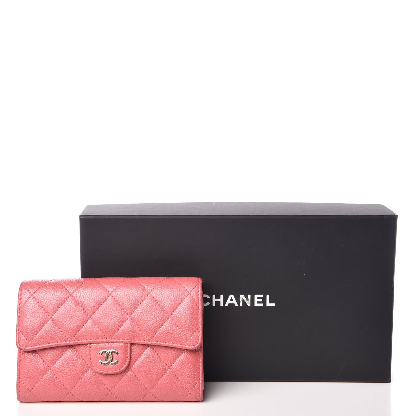 Caviar Quilted Medium Flap Wallet Pink