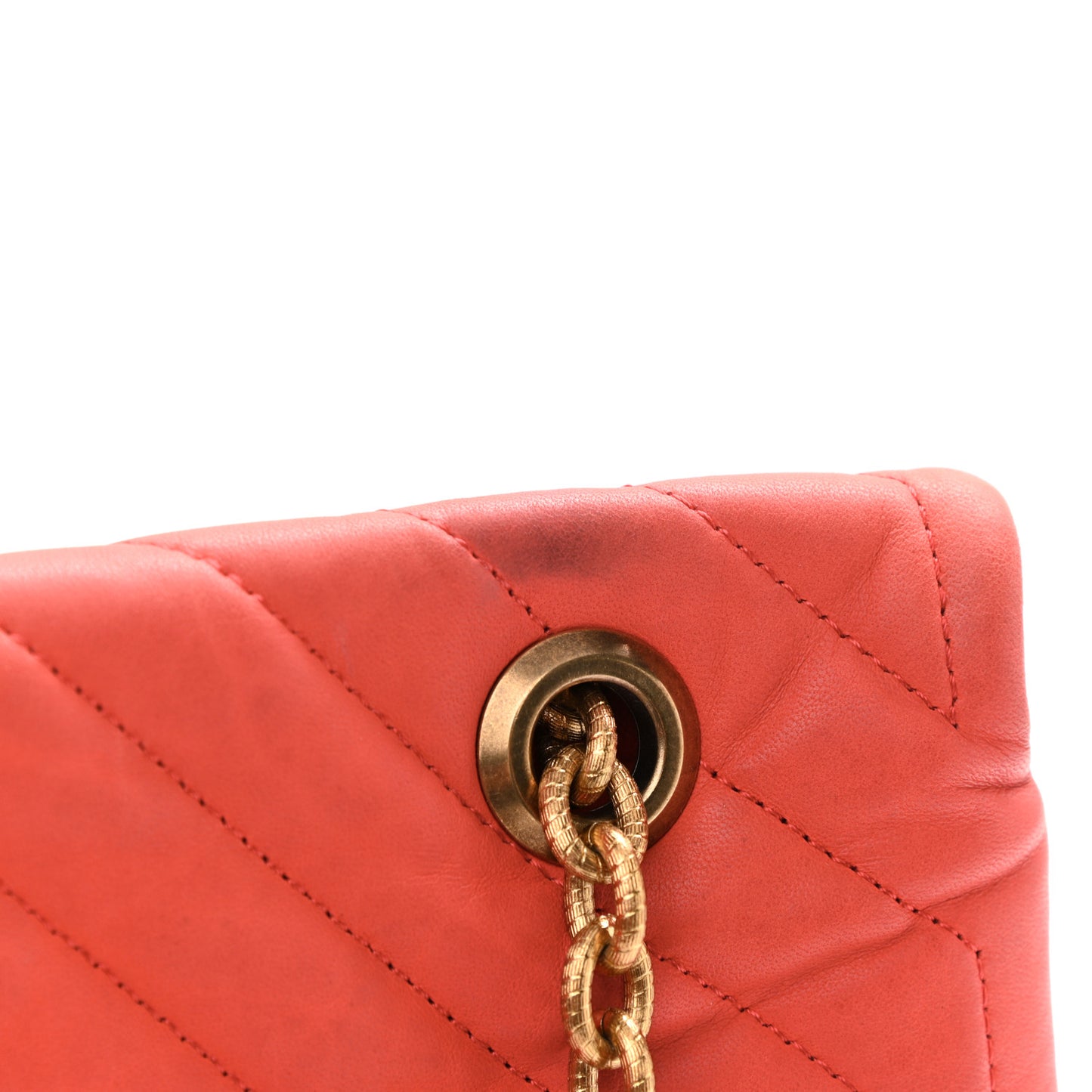 Quilted Lambskin Happy Medium Shoulder Bag Coquelicot Orange