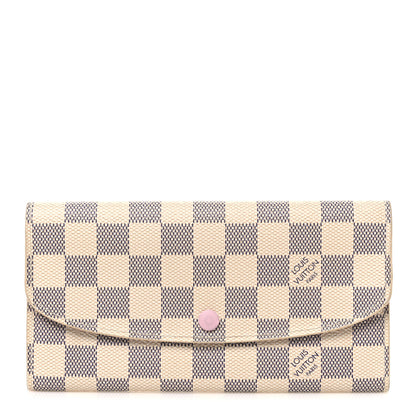 Louis Vuitton Damier Azur Emilie Wallet Rose Ballerine 1 of 7