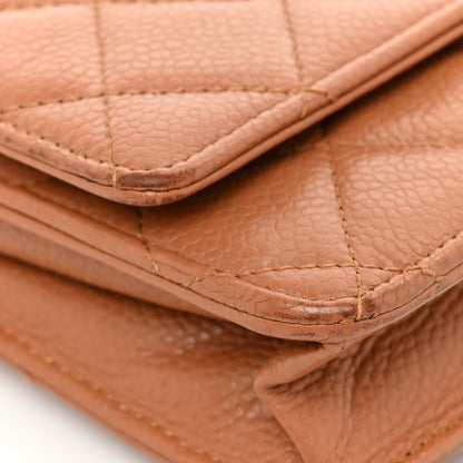 Chanel Caviar Quilted Wallet On Chain WOC Light Brown 16 of 21