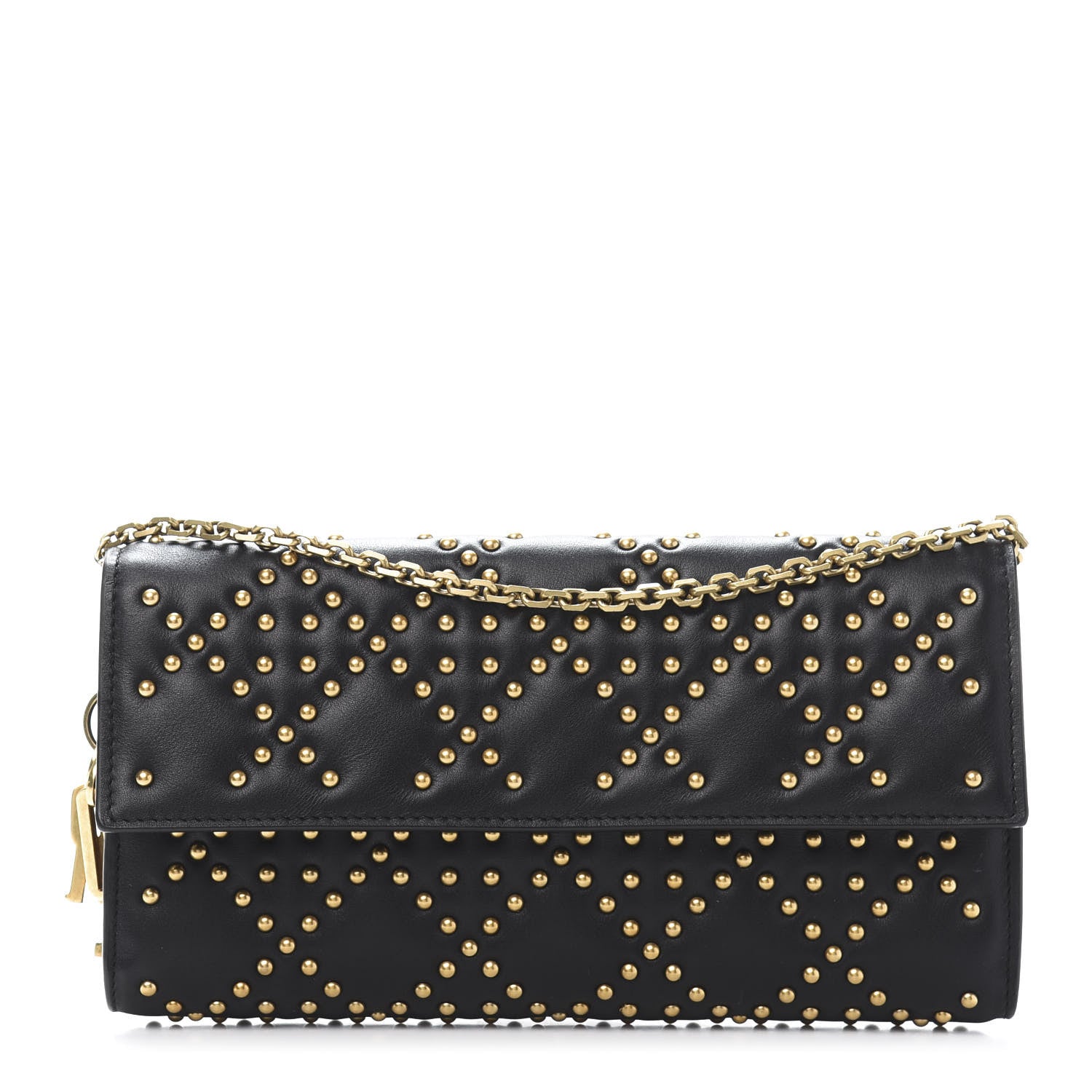 Christian Dior Calfskin Cannage Studded Wallet on Chain Black 1 of 11