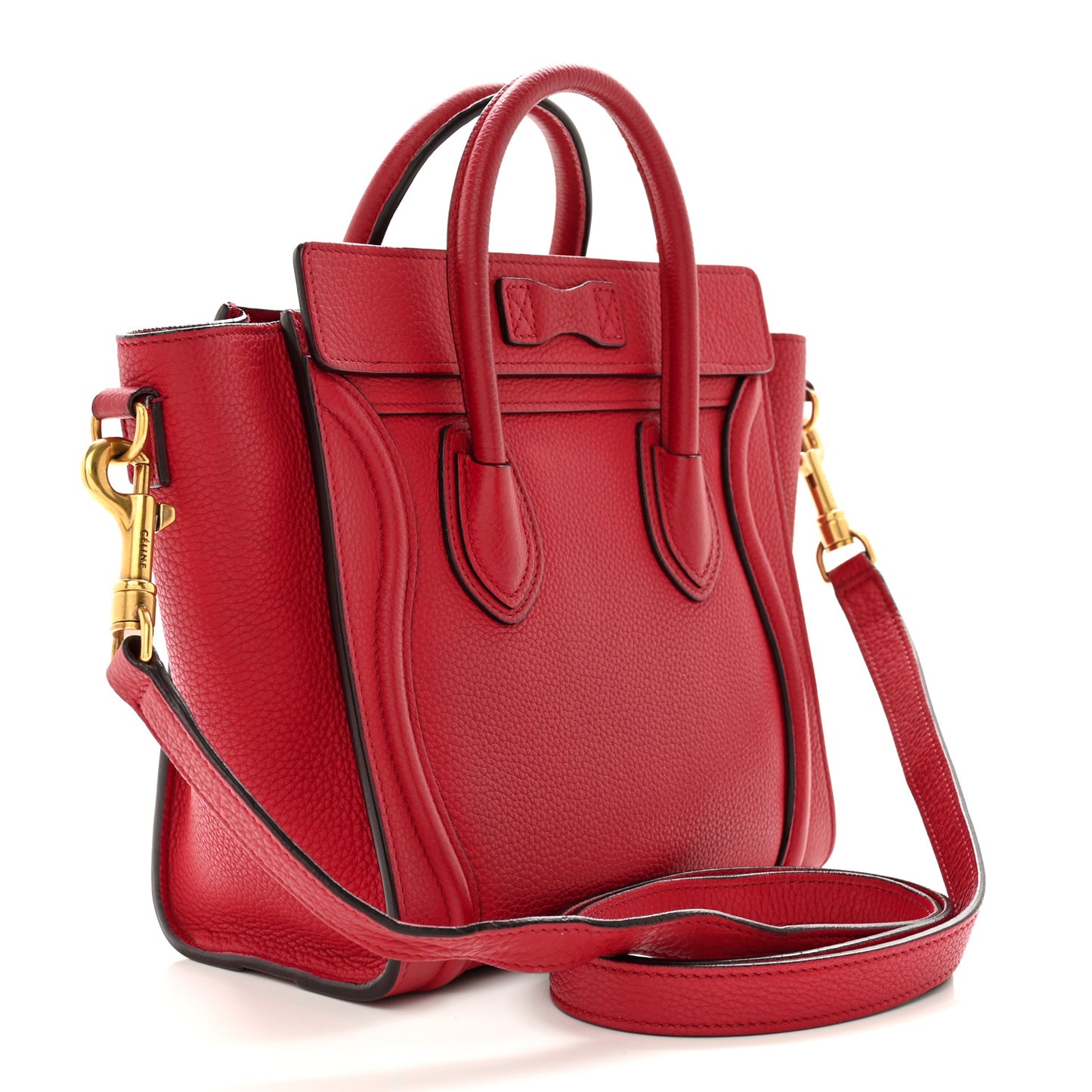Drummed Calfskin Nano Luggage Red