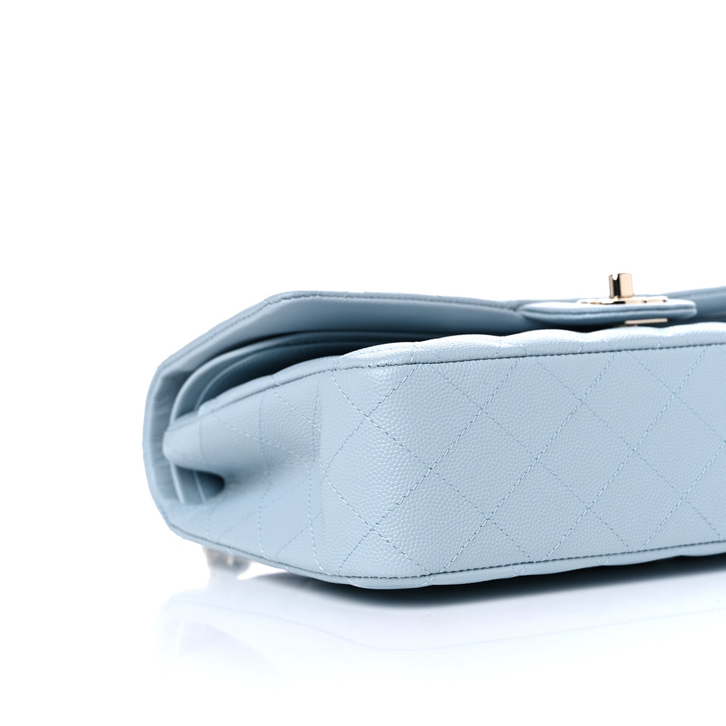 Caviar Quilted Medium Double Flap Light Blue