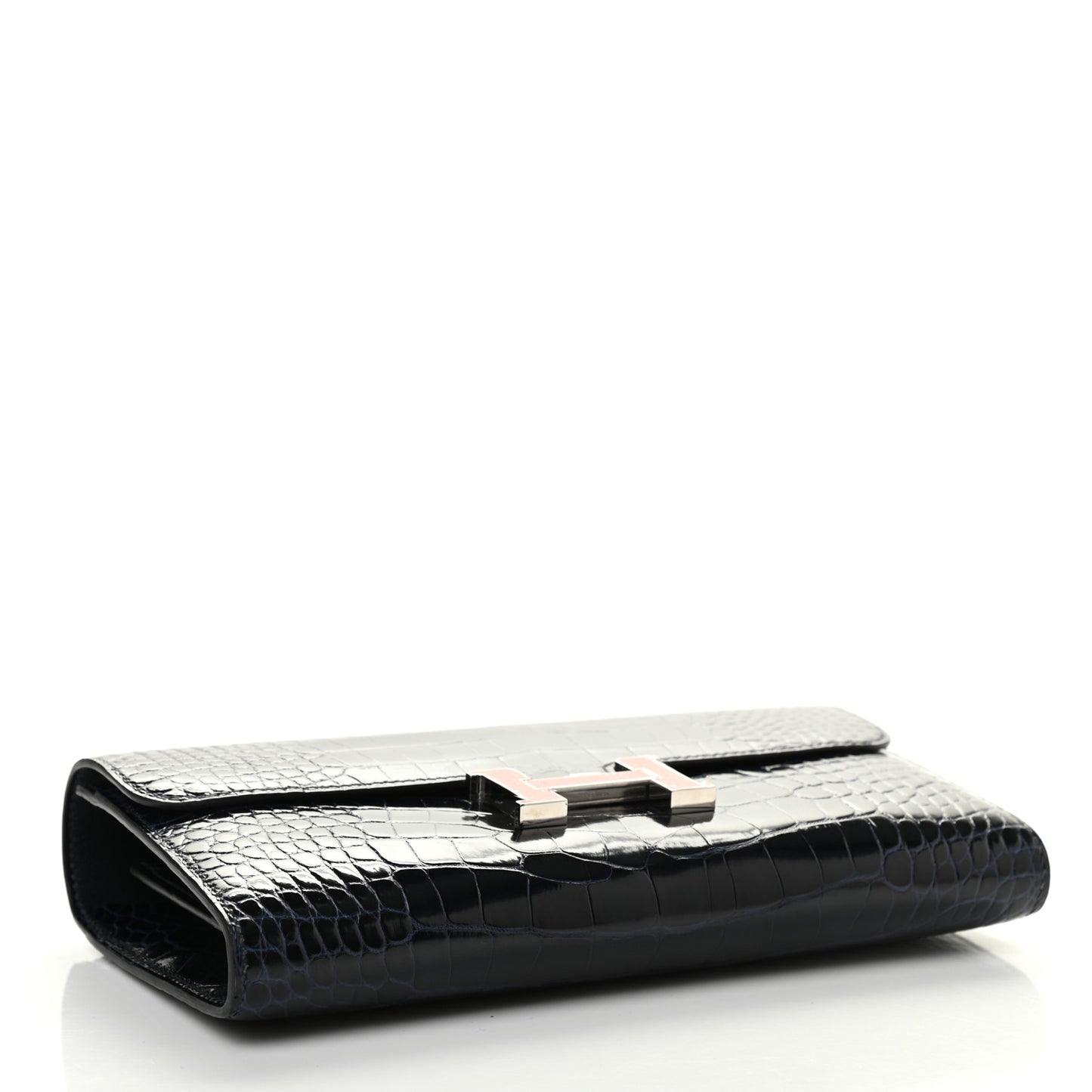 Shiny Alligator Enamel Constance Wallet Bleu Marine