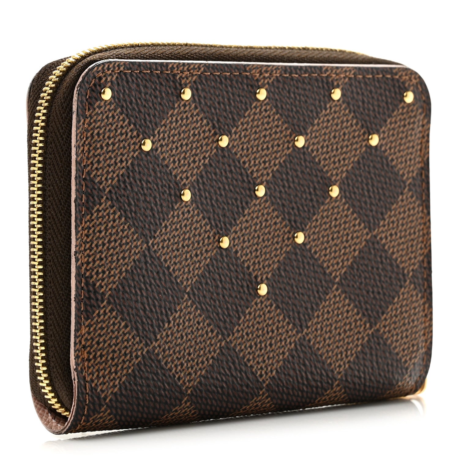 Louis Vuitton Damier Ebene Studded Zippy Coin Purse Rose Ballerine 3 of 9