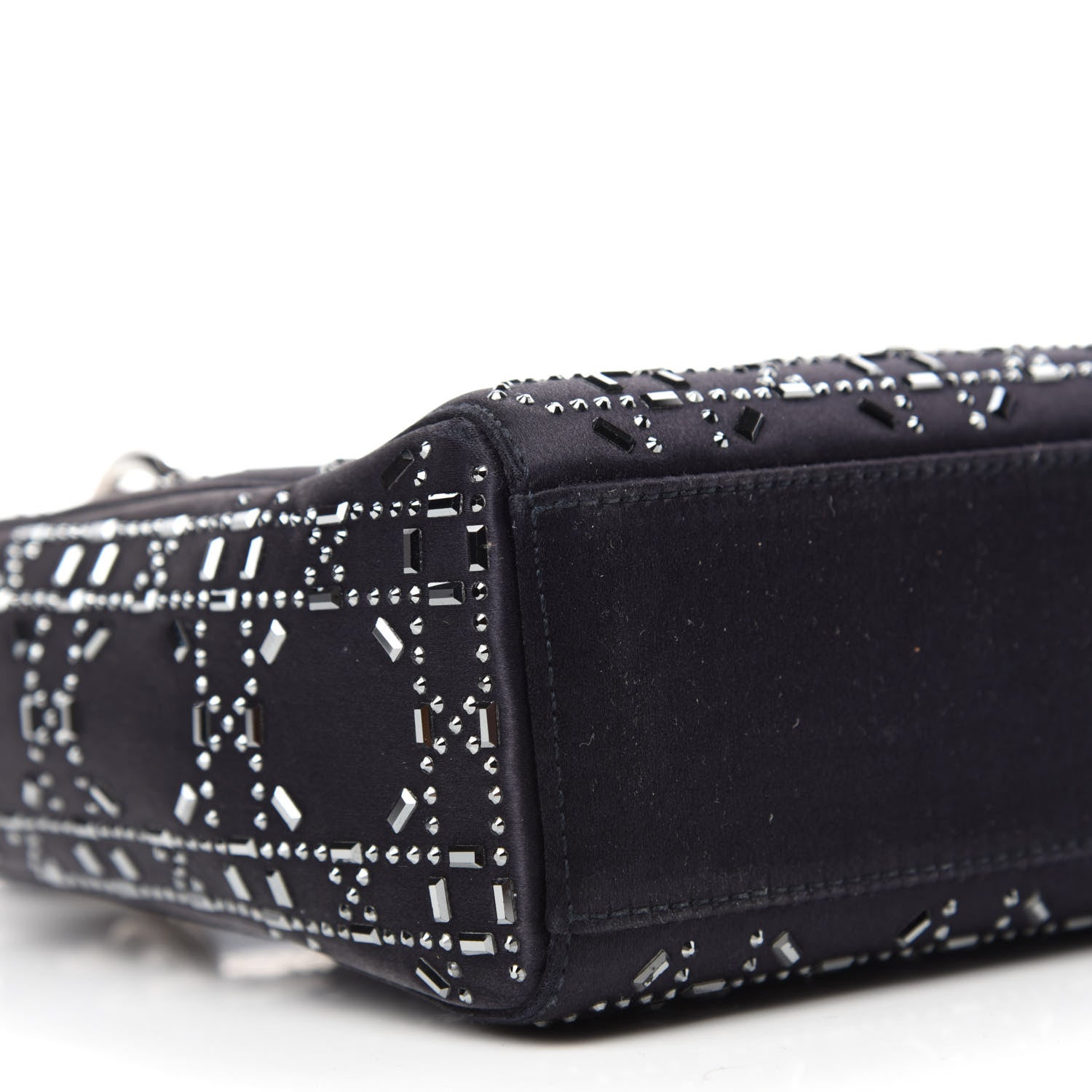 Christian Dior Satin Crystal Cannage Mini Lady Dior Navy 6 of 10