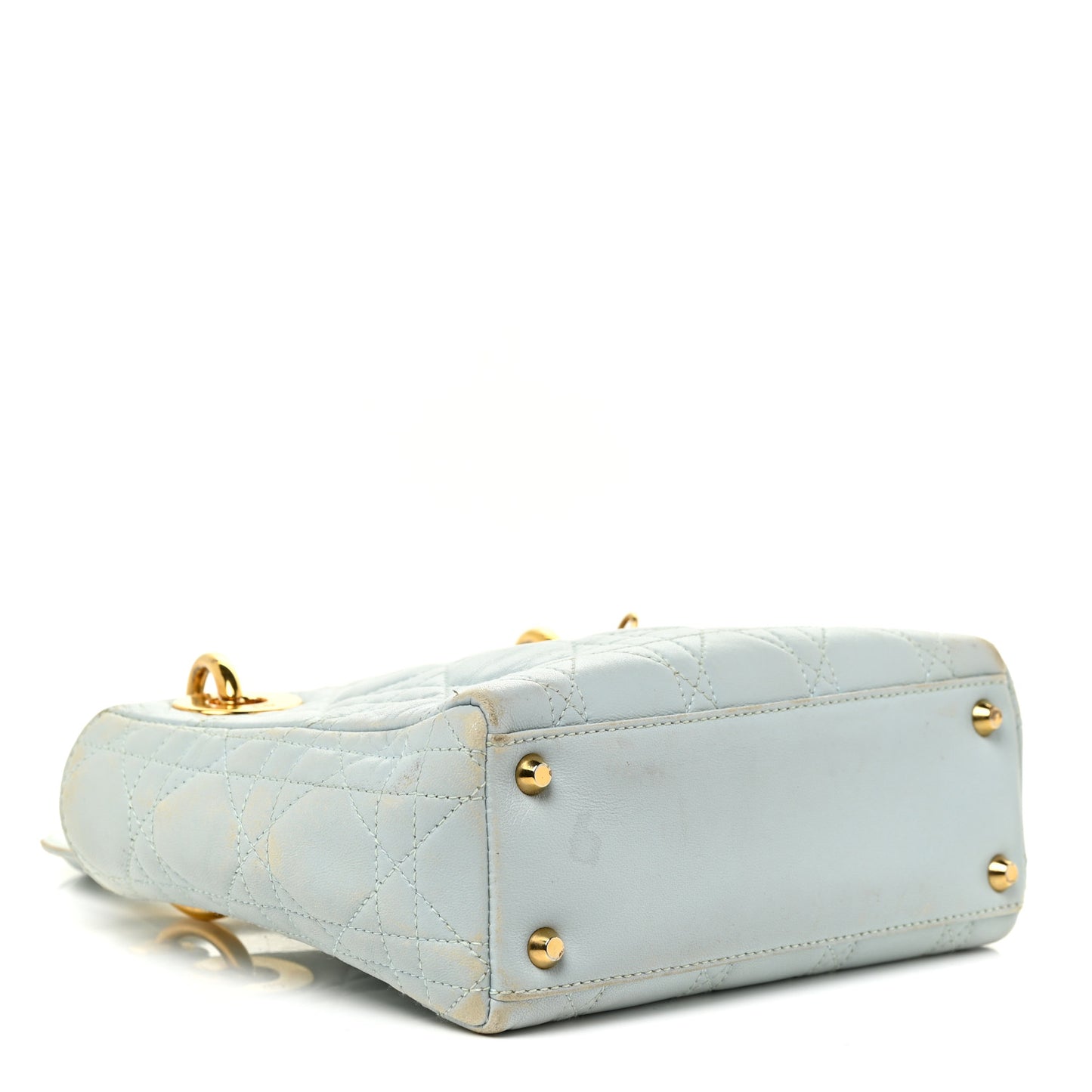 Lambskin Cannage Mini Lady Dior Light Blue