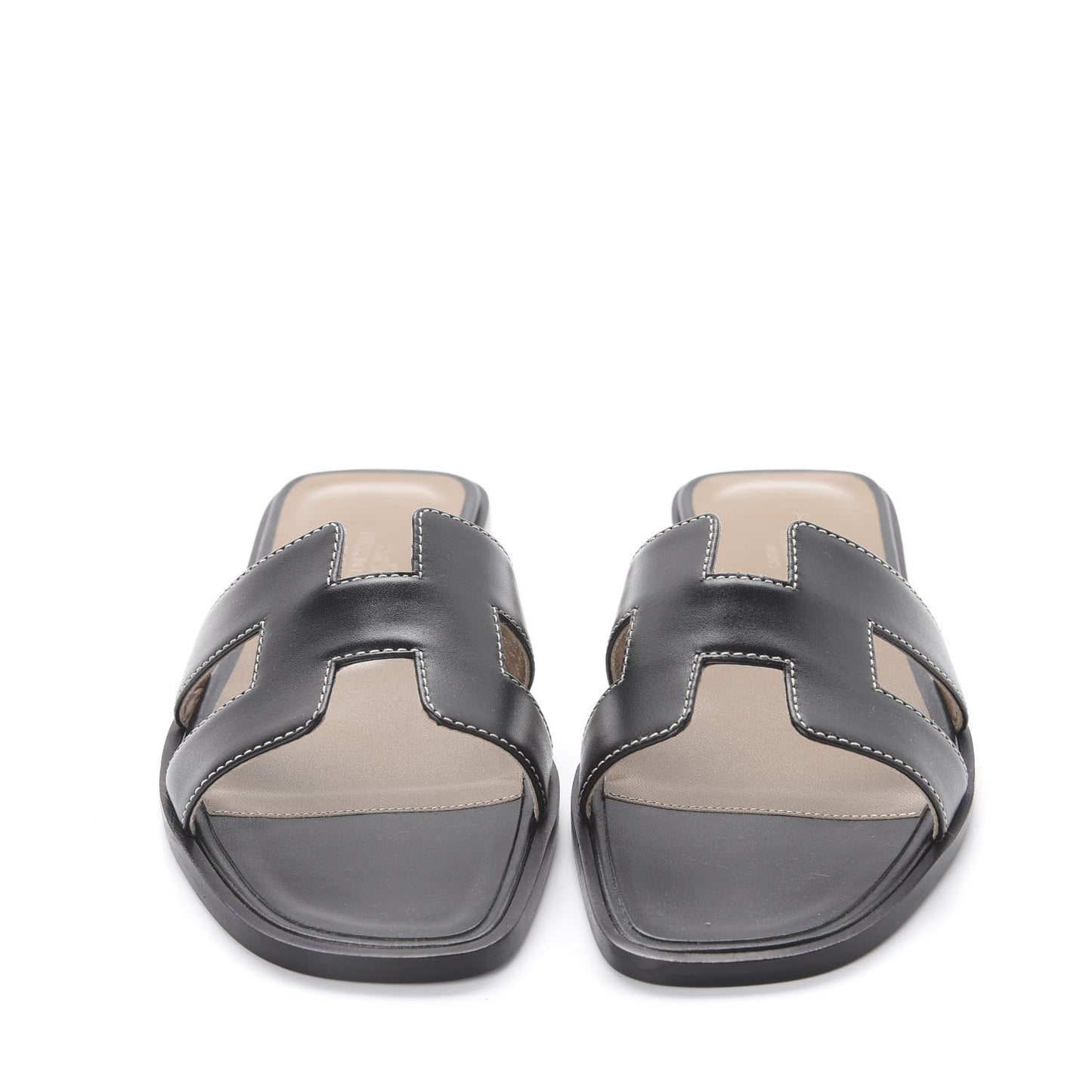 Box Calfskin Oran Sandals 36 Black
