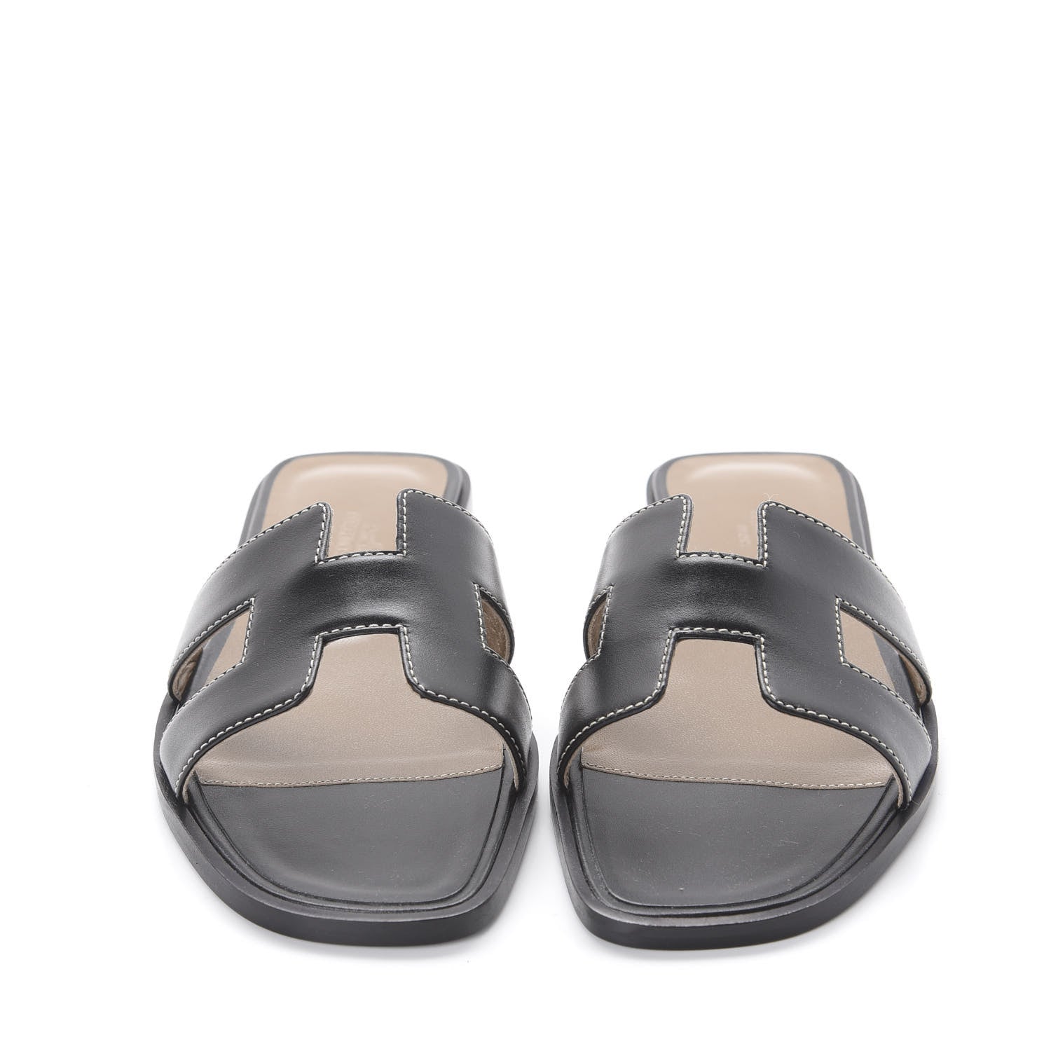 Hermes Box Calfskin Oran Sandals 36 Black 2 of 9