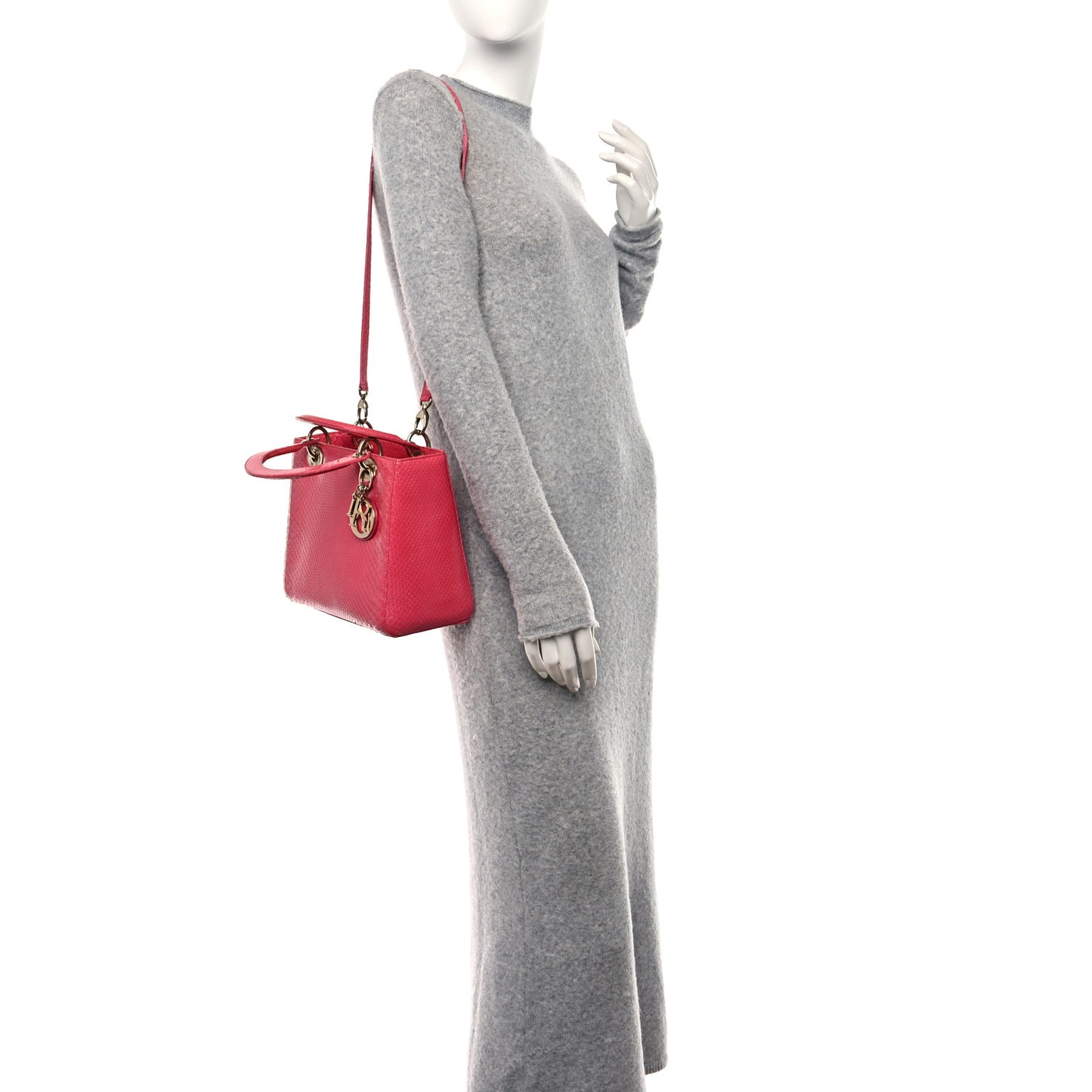 Snakeskin Medium Lady Dior Pink