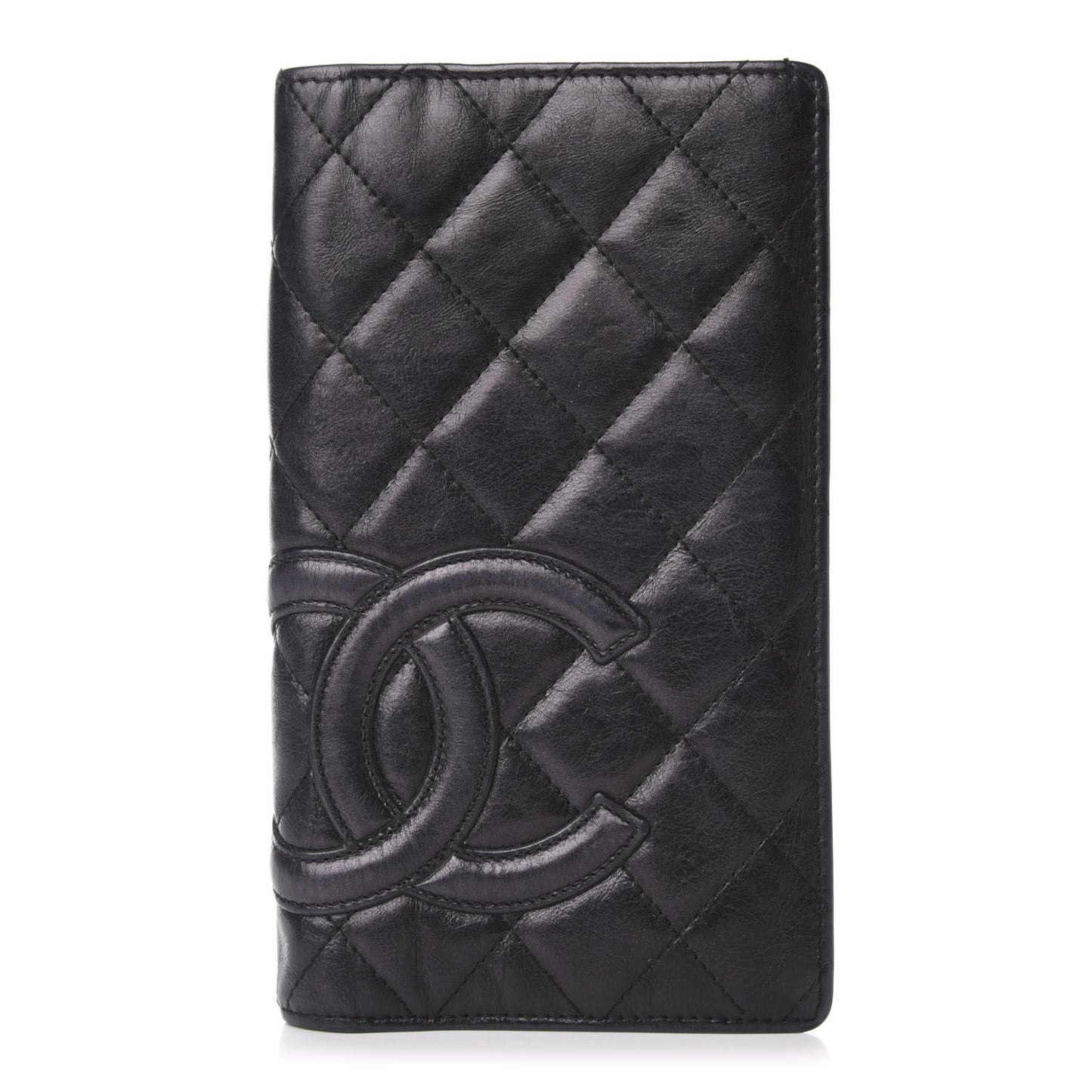 Calfskin Quilted Cambon Yen Wallet Black