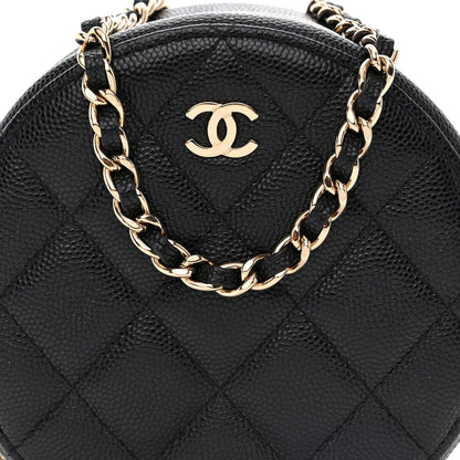 Chanel Caviar Quilted Round Clutch With Chain Black 8 of 10