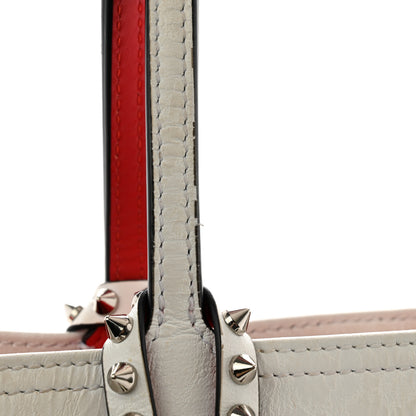 Christian Louboutin Calfskin Leopard Print Spikes Small East West Cabata Tote Snow 13 of 14