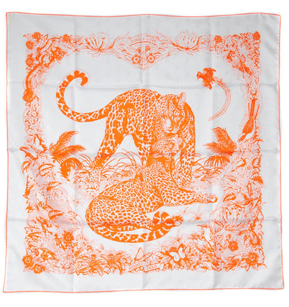 Hermes Silk Jungle Love Scarf 90 Blanc Orange 2 of 9