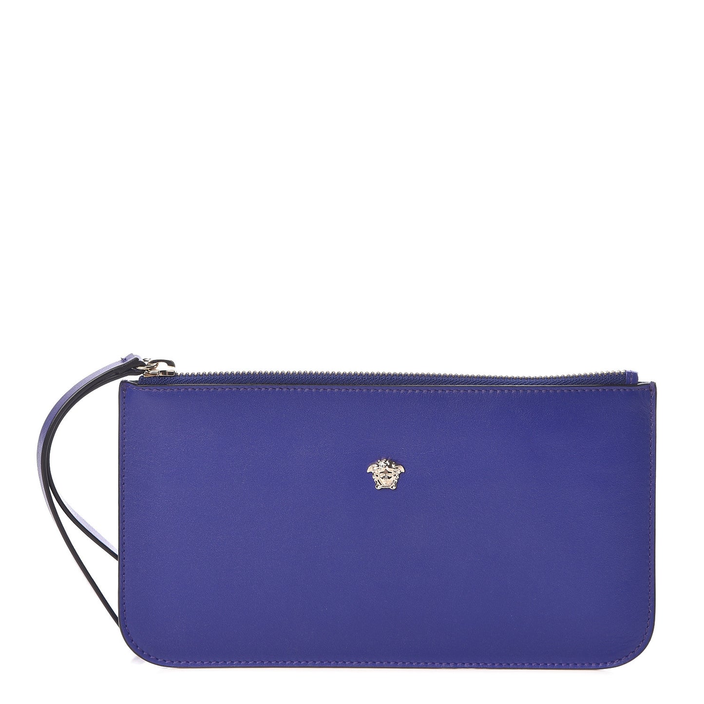 Calfskin Medusa Wrist Pouch Purple