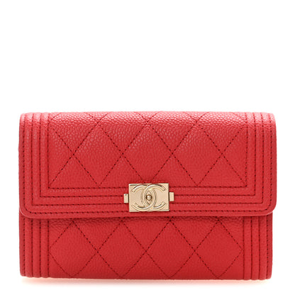 Chanel Caviar Quilted Medium Boy Flap Wallet Red 2 of 16