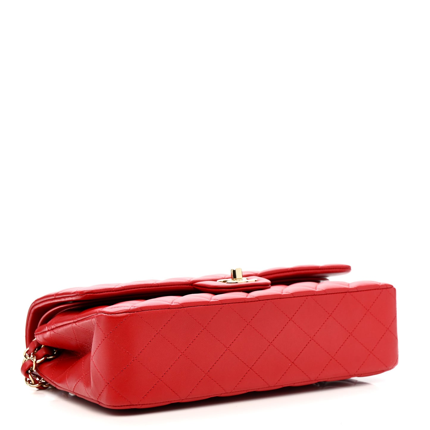 Lambskin Quilted Medium Double Flap Red