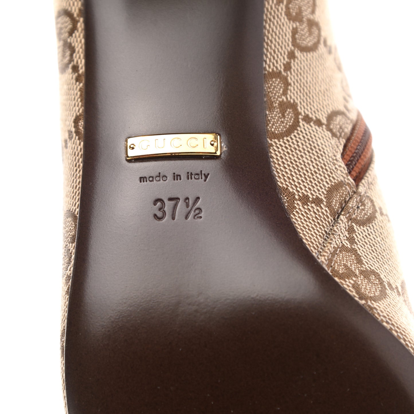 Monogram Cordovan Lux GG Knee High Boots 37.5 Beige Cuir