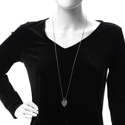 Tiffany Sterling Silver Long Return to Tiffany Heart Pendant Necklace 2 of 6