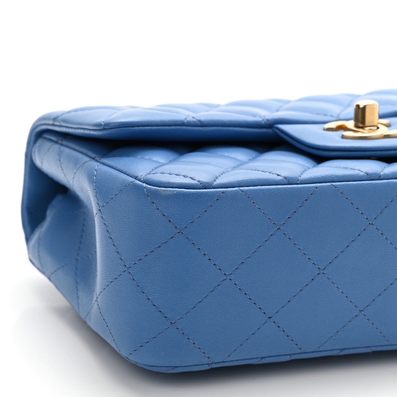 Chanel Lambskin Quilted Mini Rectangular Flap Blue 9 of 11