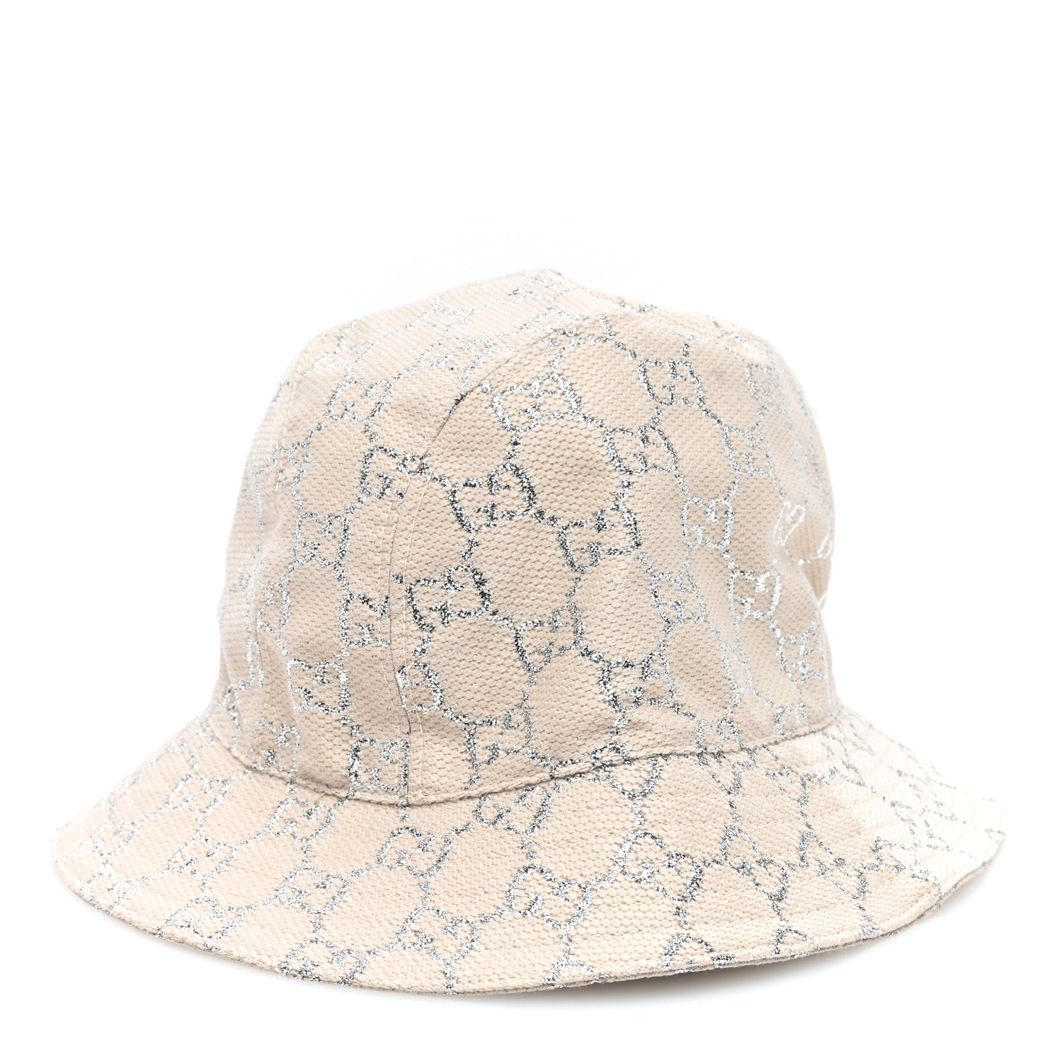 Gucci Canvas Lame GG Monogram Bucket Hat S Silver 1 of 7