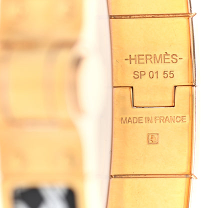 Hermes Enamel Printed Narrow Balades Equestres Positif Negatif Hinged Bracelet S Black 3 of 4