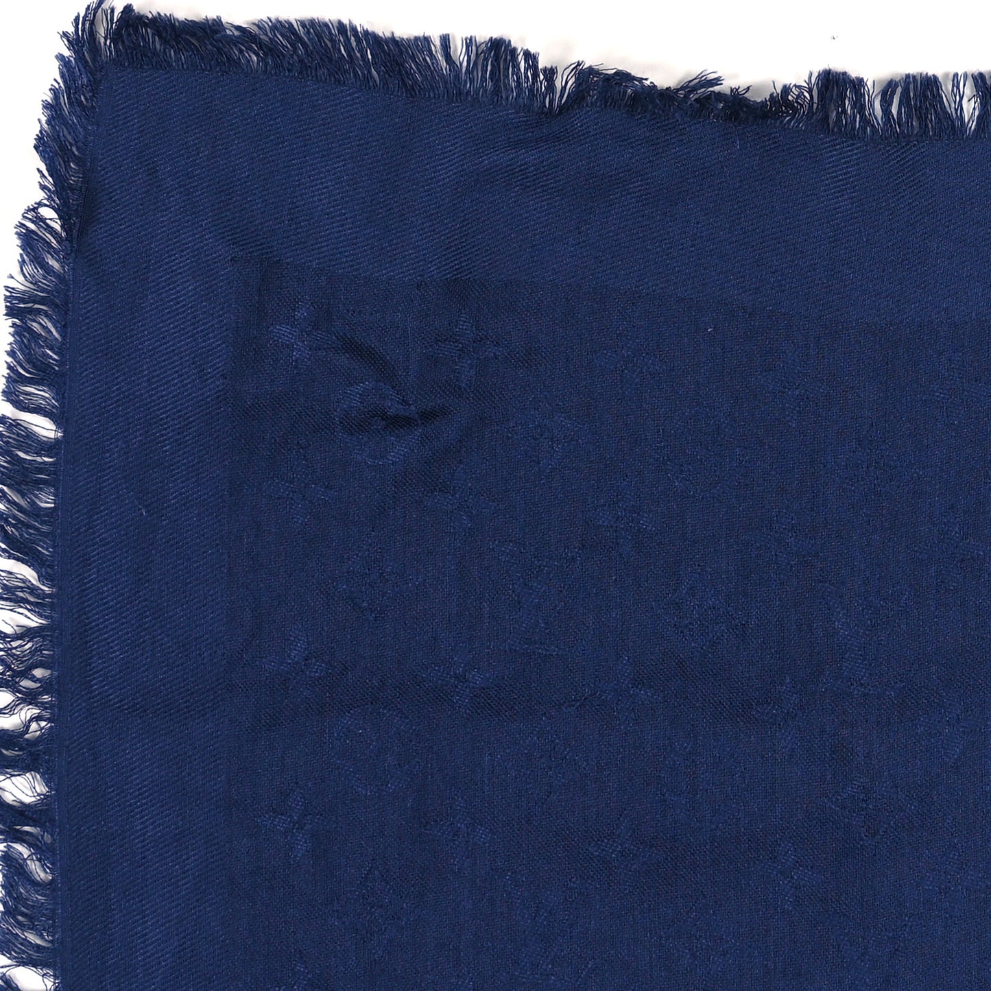 Silk Wool Monogram Shawl Night Blue