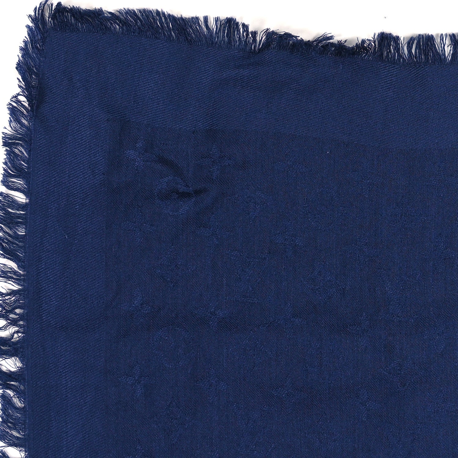 Louis Vuitton Silk Wool Monogram Shawl Night Blue 4 of 4